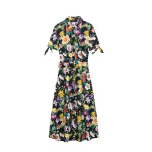Women's Printed Poplin Long Dress