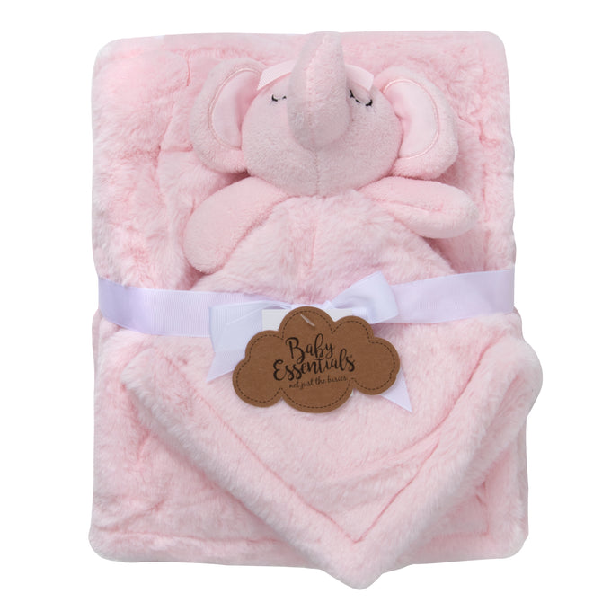 Adorable 2-Piece Pink Baby Fleece Blanket