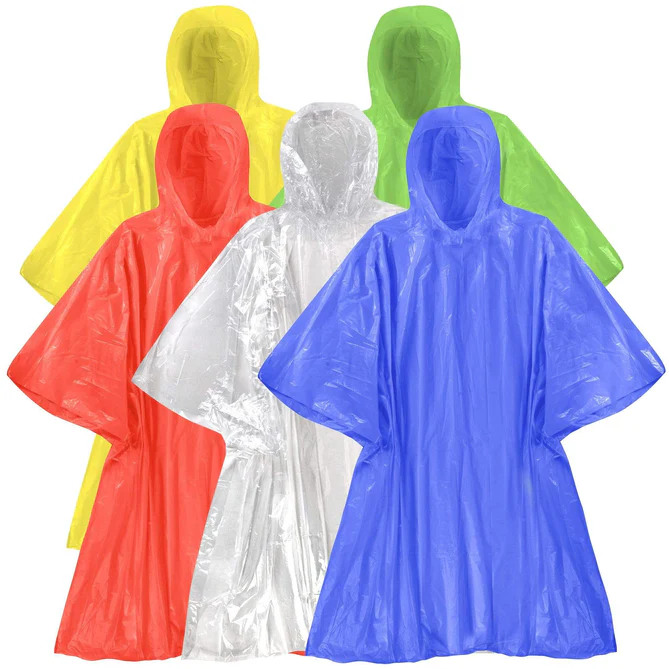 Coloured Disposable Rain Ponchos